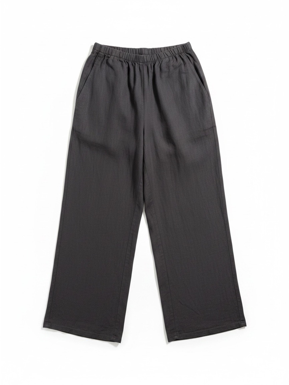 FLAX 100% Linen Pull On Wide Leg Pants Grey Large